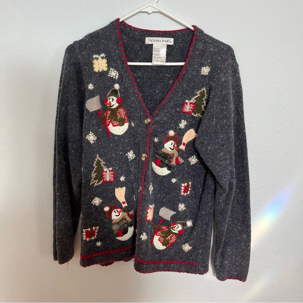 VICTORIA JONES CHRISTMAS HOLIDAY SWEATER CARDIGAN
